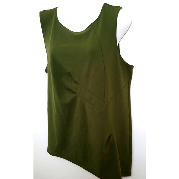 NWT Worthington Womens XXL Green Sleeveless Tailored Asymmetrical Top - Picture 2 of 6